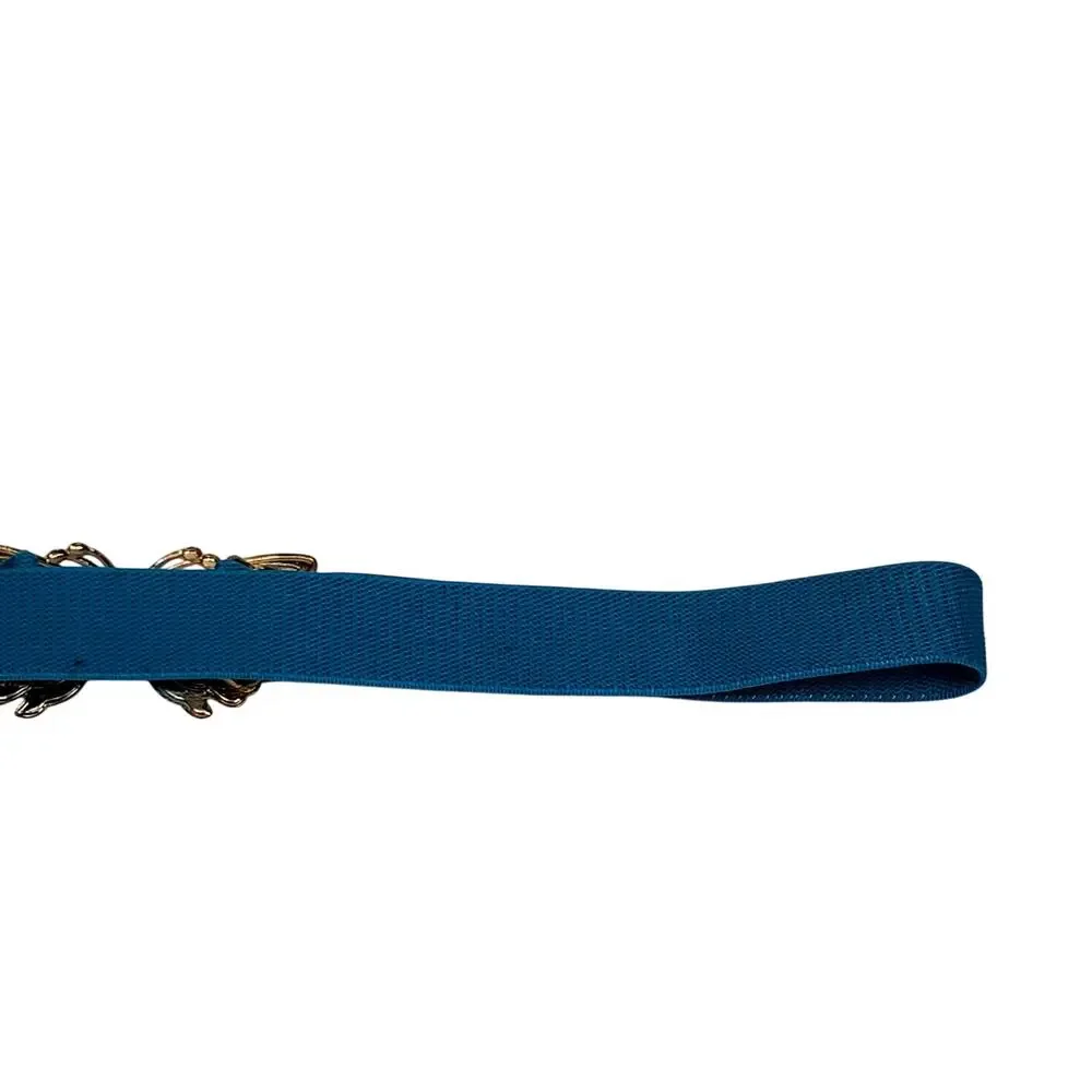 Vtg Blue Women’s Stretch Belt Butterfly Front Buckle 1980s Retro